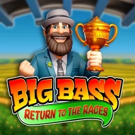 Big Bass Return to the Races slot logo by Pragmatic Play at Dragonia Casino